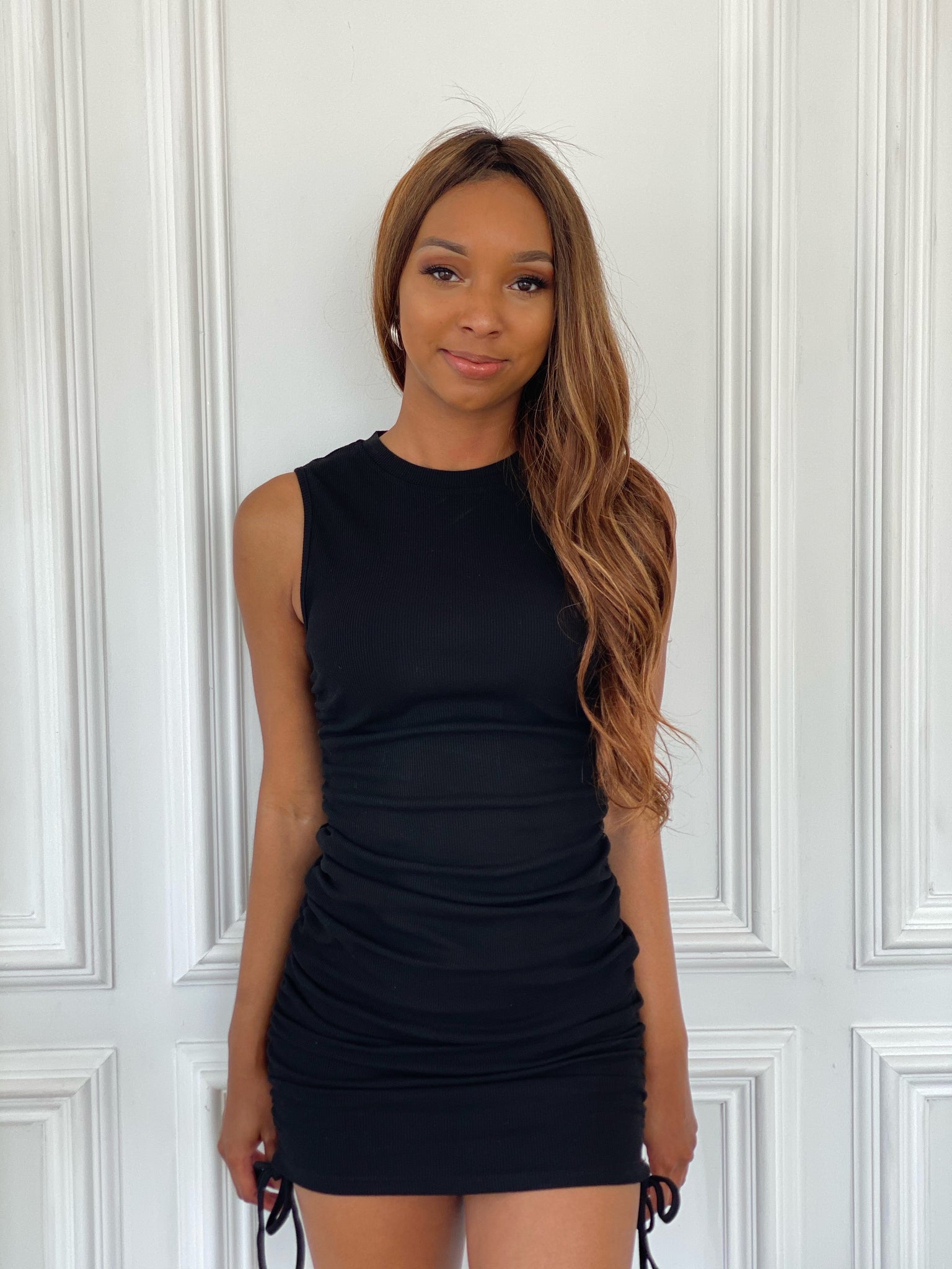 Ruche dress in black – The Clio Brand Ruche dress in black – The Clio Brand
