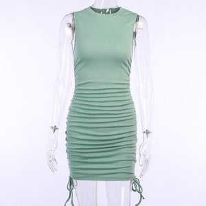 Ruche dress in green